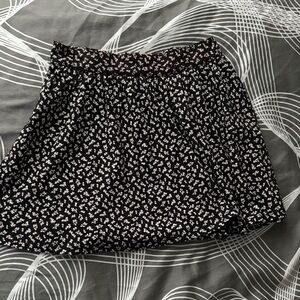 Mango Black and White Floral Skater Skirt